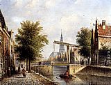 Amsterdam Canvas Paintings - Capricio Sunlit Townviews In Amsterdam (Pic 2)